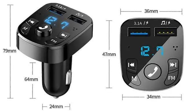 Alt view image 2 of 5 - Ecocleanpath Car Bluetooth FM Transmitter with Dual USB Charging, Hands-Free Calling, MP3/USB/TF Card Playback (Black)