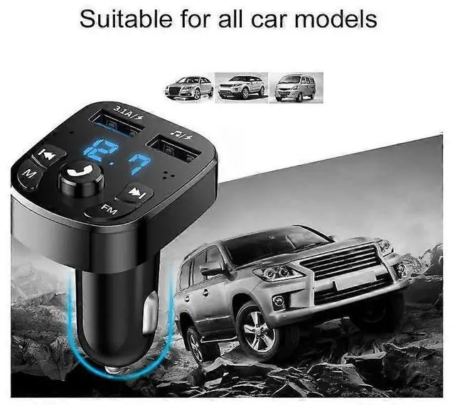 Alt view image 4 of 5 - Ecocleanpath Car Bluetooth FM Transmitter with Dual USB Charging, Hands-Free Calling, MP3/USB/TF Card Playback (Black)