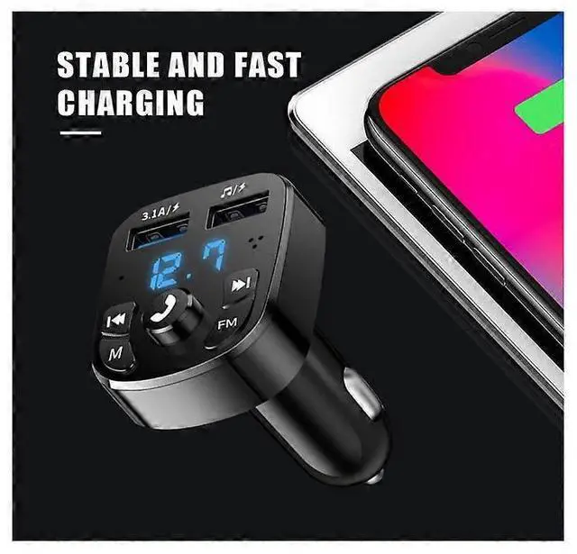 Alt view image 5 of 5 - Ecocleanpath Car Bluetooth FM Transmitter with Dual USB Charging, Hands-Free Calling, MP3/USB/TF Card Playback (Black)