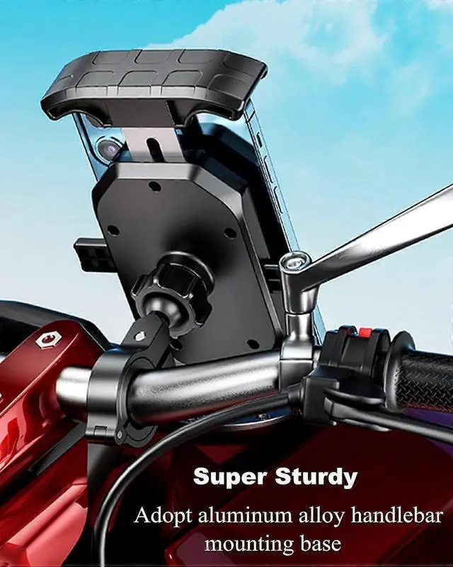 Alt view image 4 of 5 - Ecocleanpath 1-Second Lock Phone Holder for Bicycle & Motorcycle, Aluminum Alloy Mount Fits 4-7" Phones - Black