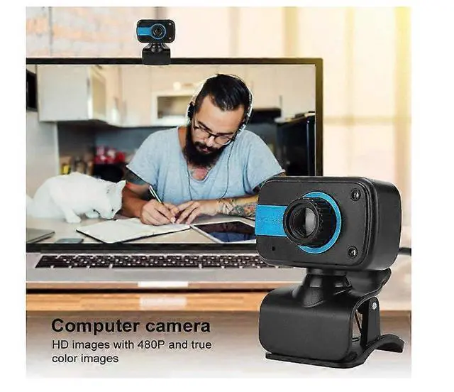 Alt view image 2 of 5 - Ecocleanpath 480P USB Webcam with Built-in Mic, Auto Focus & 360° Rotation for PC/Laptop (Black)