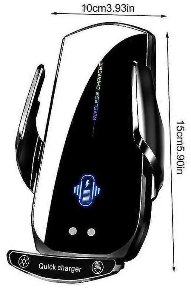 Alt view image 3 of 5 - Ecocleanpath 15W Wireless Charging Car Mount with Cooling Fan - 360° Adjustable Alloy Phone Holder (Black)