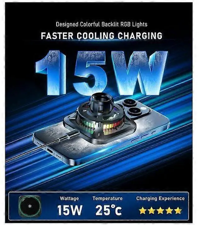 Alt view image 3 of 5 - Ecocleanpath Magnetic Magsafe Car Mount Charger 15W Fast Wireless with Ice Cooling Fan, Black