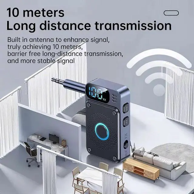 Alt view image 2 of 5 - Ecocleanpath Bluetooth 5.4 Transmitter & Receiver, 2-in-1 Airplane Headphone Adapter for TV/Car/Home, 10m Range