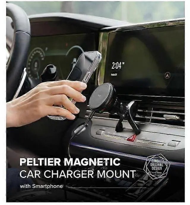 Alt view image 2 of 5 - Ecocleanpath 15W Fast Wireless Car Charger & Magnetic Phone Mount with Cooling Fan, Black