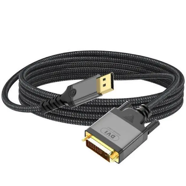 Alt view image 2 of 5 - Ecocleanpath 2m DisplayPort to DVI Cable 4K@30Hz Gold-Plated Connectors for PC, HDTV, Projector (Black)