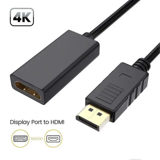 Alt view image 4 of 5 - Ecocleanpath DP to HDMI Adapter 4K 30Hz Gold-Plated Converter with Audio for PC/TV/Monitor (Black)