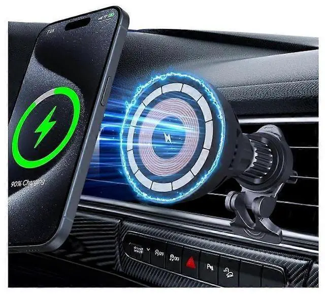 Alt view image 2 of 5 - Ecocleanpath 15W MagSafe Car Charger Mount, Magnetic Air Vent Phone Holder for iPhone 15/14/13/12 Series (Black)