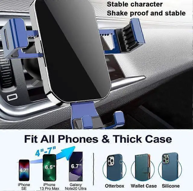 Alt view image 4 of 5 - Ecocleanpath Universal Car Vent Phone Mount, Blue - One-Touch Release, Stable Holder for iPhone & Smartphones