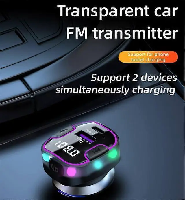 Alt view image 2 of 5 - Ecocleanpath Bluetooth 5.3 FM Transmitter Car Charger with USB-C & LED Lights - Black