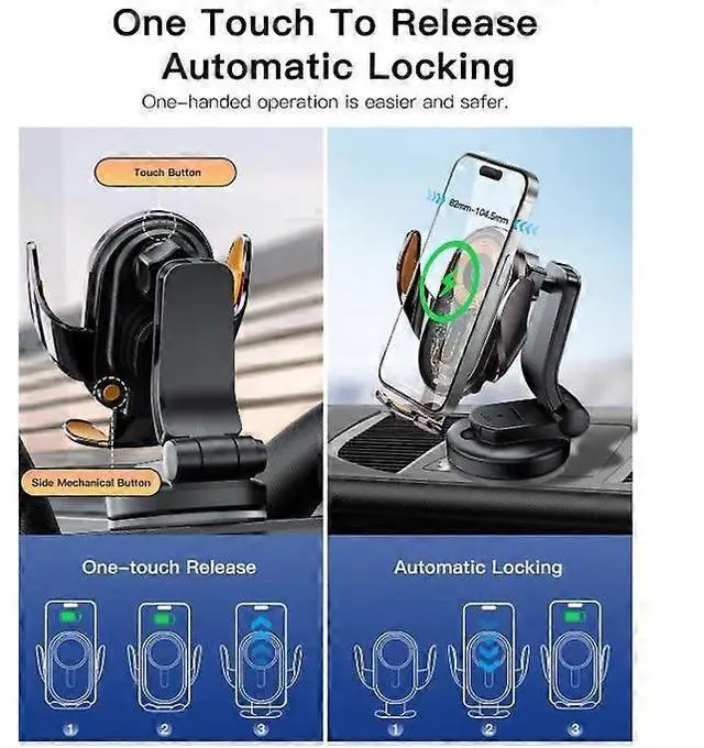 Alt view image 4 of 5 - Ecocleanpath 15W Fast Wireless Car Charger Mount with Auto Clamp & Music Sync Lights for iPhone 15-11 (Black)