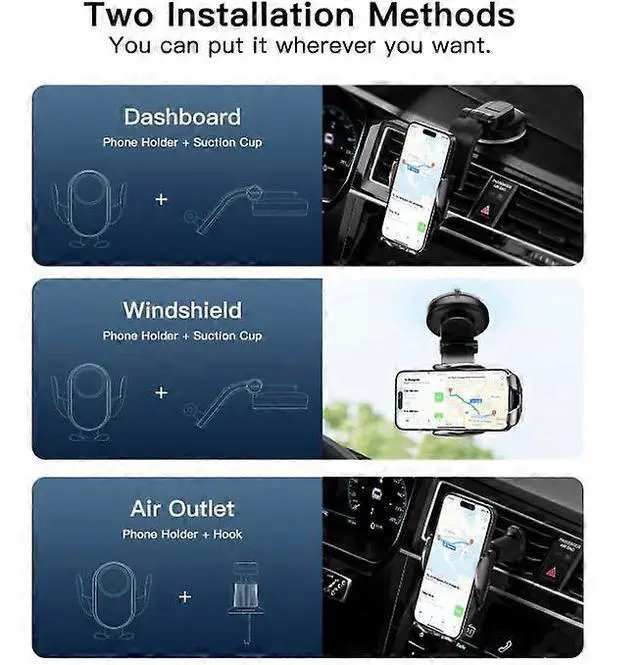 Alt view image 3 of 5 - Ecocleanpath 15W Fast Wireless Car Charger Mount with Auto Clamp & Music Sync Lights for iPhone 15-11 (Black)