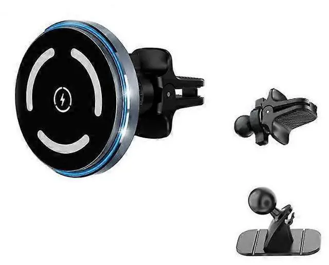 Main image of Ecocleanpath MagSafe Car Mount Charger 15W Fast Wireless Charging, 28 Magnets Vent/Dashboard Phone Holder (Black)