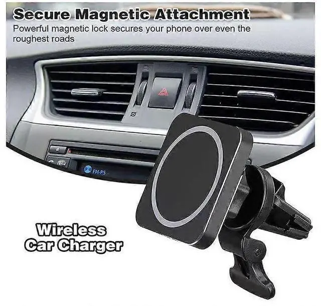 Alt view image 3 of 5 - Ecocleanpath Magnetic Wireless Car Charger Mount, 360° Rotation Fast Charging Phone Holder for Car Vent (Black)