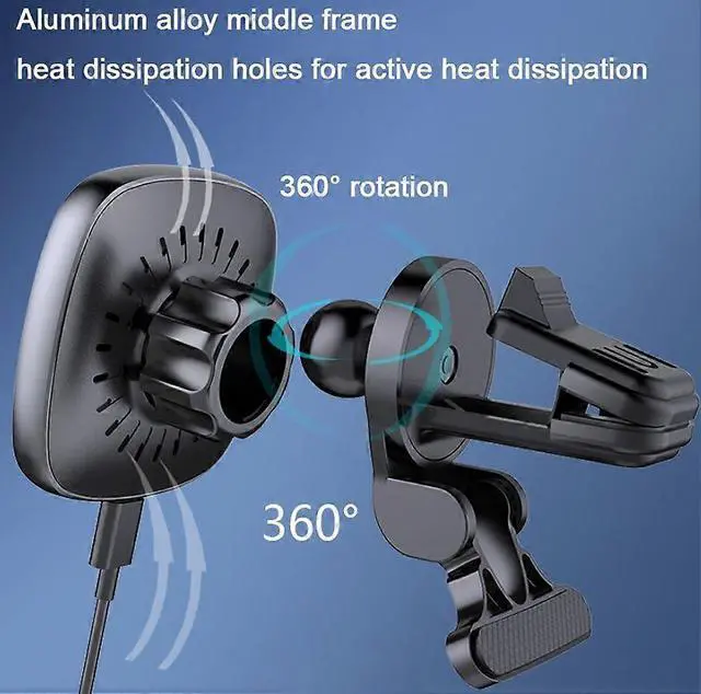 Alt view image 3 of 5 - Ecocleanpath 15W Magnetic Wireless Car Charger & Vent Mount for iPhone 13/12 Series, Black