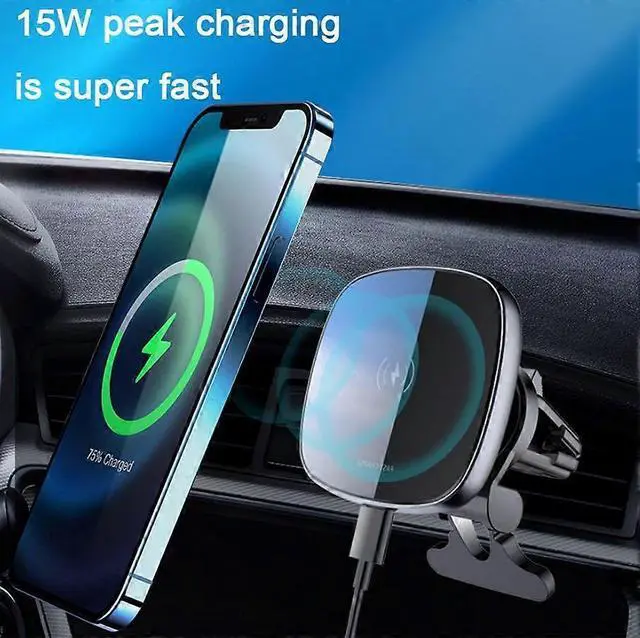 Alt view image 4 of 5 - Ecocleanpath 15W Magnetic Wireless Car Charger & Vent Mount for iPhone 13/12 Series, Black