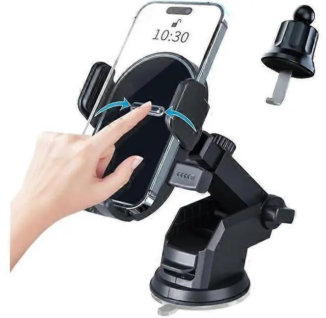 Main image of Ecocleanpath Auto Clamp Car Phone Holder Mount - 360° Adjustable for Dashboard, Vent & Windshield (Black)