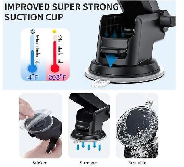 Alt view image 3 of 5 - Ecocleanpath Auto Clamp Car Phone Holder Mount - 360° Adjustable for Dashboard, Vent & Windshield (Black)