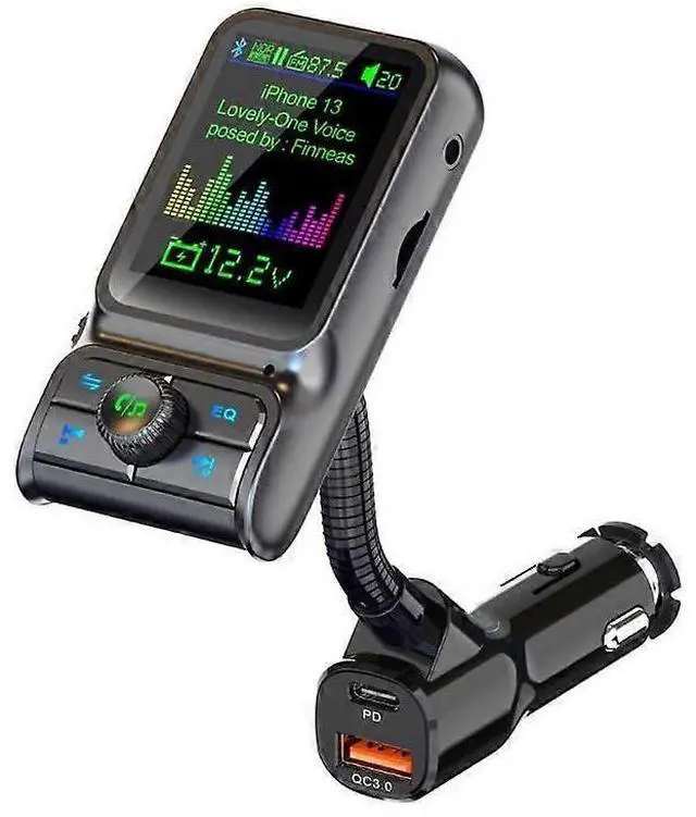 Main image of Ecocleanpath 1.8" Bluetooth 5.3 FM Transmitter with Color Screen, PD30W Fast Charge & EQ Sound - Black