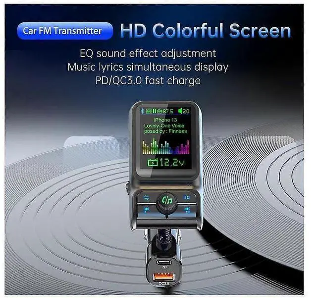 Alt view image 2 of 5 - Ecocleanpath 1.8" Bluetooth 5.3 FM Transmitter with Color Screen, PD30W Fast Charge & EQ Sound - Black