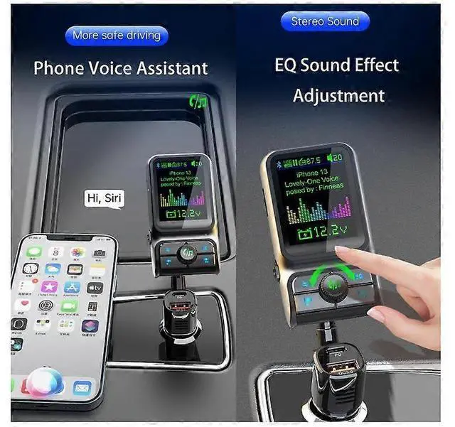 Alt view image 5 of 5 - Ecocleanpath 1.8" Bluetooth 5.3 FM Transmitter with Color Screen, PD30W Fast Charge & EQ Sound - Black