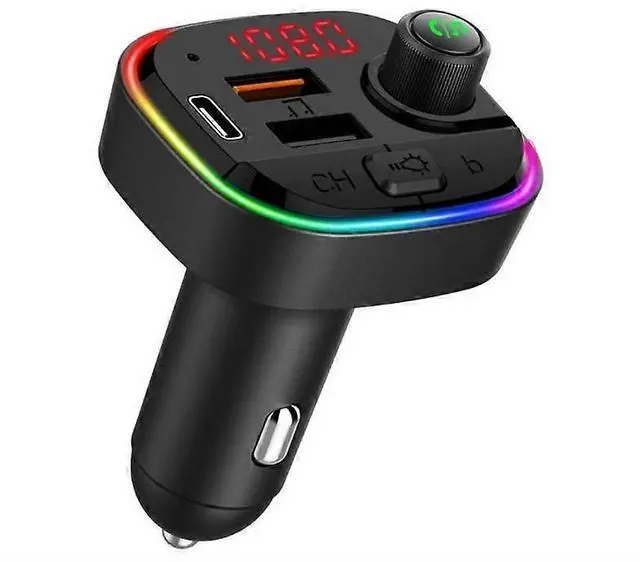 Main image of Ecocleanpath Bluetooth FM Transmitter for Car, QC3.0 & USB-C PD 18W Fast Charger, 7-Color LED, EQ Modes, Hands-Free