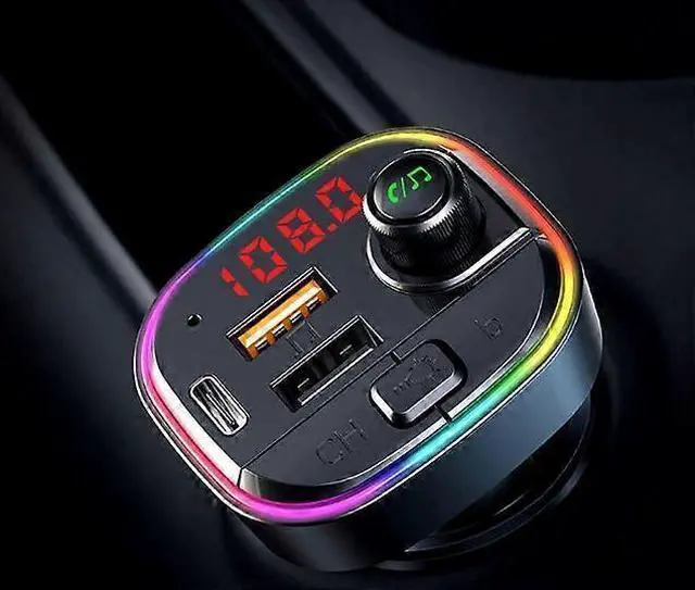 Alt view image 2 of 5 - Ecocleanpath Bluetooth FM Transmitter for Car, QC3.0 & USB-C PD 18W Fast Charger, 7-Color LED, EQ Modes, Hands-Free