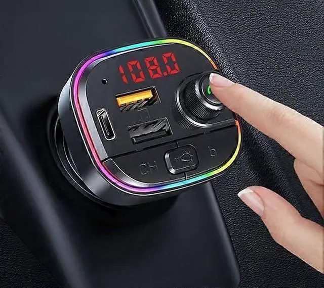 Alt view image 4 of 5 - Ecocleanpath Bluetooth FM Transmitter for Car, QC3.0 & USB-C PD 18W Fast Charger, 7-Color LED, EQ Modes, Hands-Free
