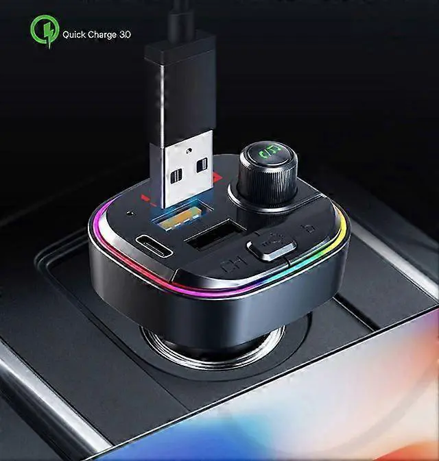 Alt view image 3 of 5 - Ecocleanpath Bluetooth FM Transmitter for Car, QC3.0 & USB-C PD 18W Fast Charger, 7-Color LED, EQ Modes, Hands-Free