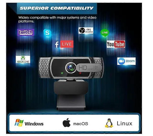 Alt view image 4 of 5 - Ecocleanpath 1080P FHD Webcam with Microphone, Privacy Cover & Mount - Plug & Play USB PC Camera (Black)