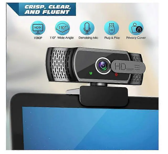Alt view image 2 of 5 - Ecocleanpath 1080P FHD Webcam with Microphone, Privacy Cover & Mount - Plug & Play USB PC Camera (Black)