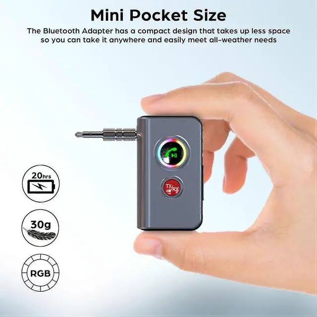 Alt view image 2 of 5 - Ecocleanpath Bluetooth 5.4 Transmitter Receiver 2-in-1 with LED Display, 33ft Range for TV/PC/Headphones