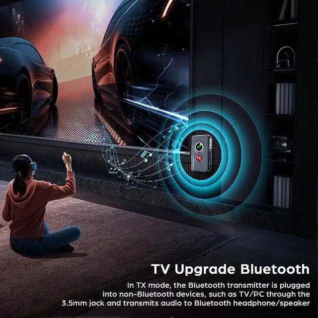 Alt view image 3 of 5 - Ecocleanpath Bluetooth 5.4 Transmitter Receiver 2-in-1 with LED Display, 33ft Range for TV/PC/Headphones