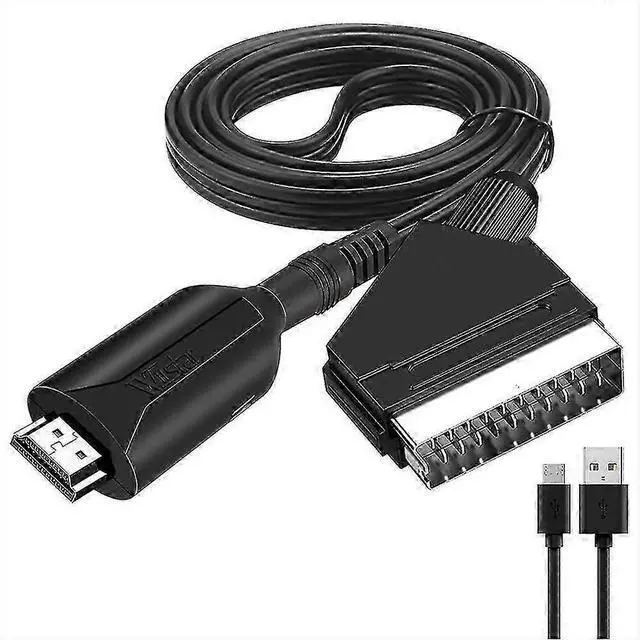 Main image of Ecocleanpath HDMI to SCART Converter Cable 1m - Plug & Play for Old TVs, DVD Players (Black)