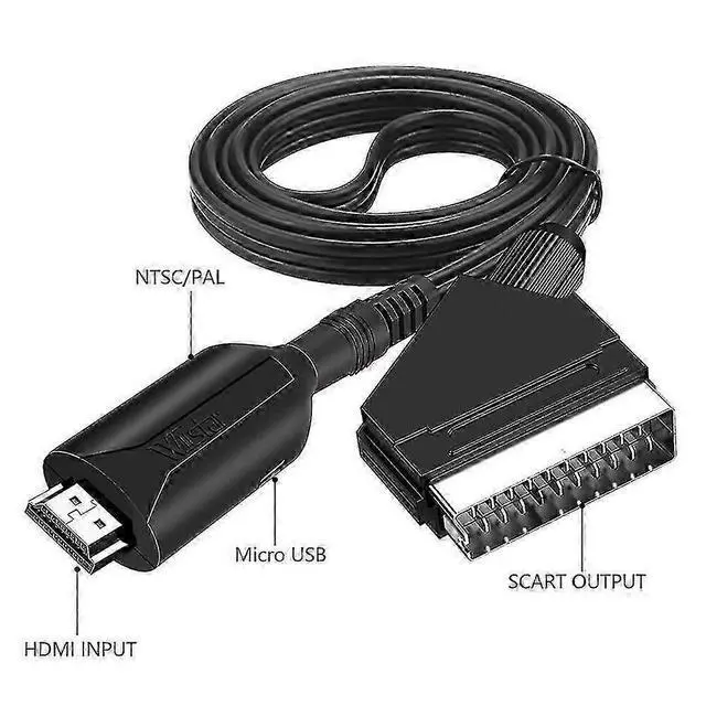 Alt view image 2 of 5 - Ecocleanpath HDMI to SCART Converter Cable 1m - Plug & Play for Old TVs, DVD Players (Black)