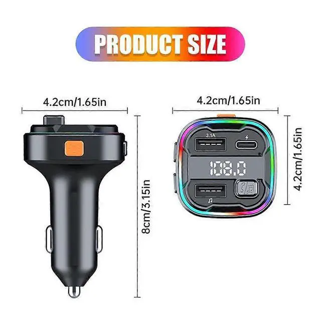 Alt view image 2 of 5 - Ecocleanpath Bluetooth 5.3 FM Transmitter Car Adapter, 48W Dual USB C Charger, Hands-Free Calling & Hi-Fi Bass