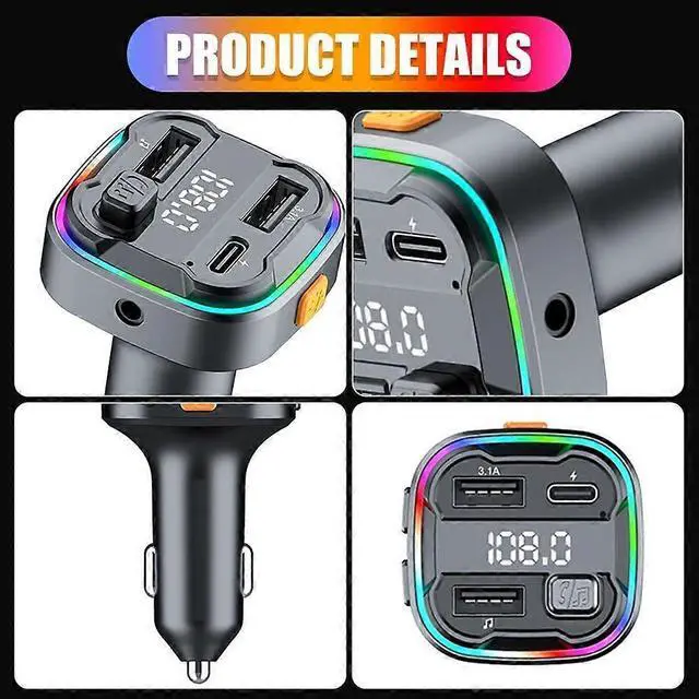 Alt view image 5 of 5 - Ecocleanpath Bluetooth 5.3 FM Transmitter Car Adapter, 48W Dual USB C Charger, Hands-Free Calling & Hi-Fi Bass