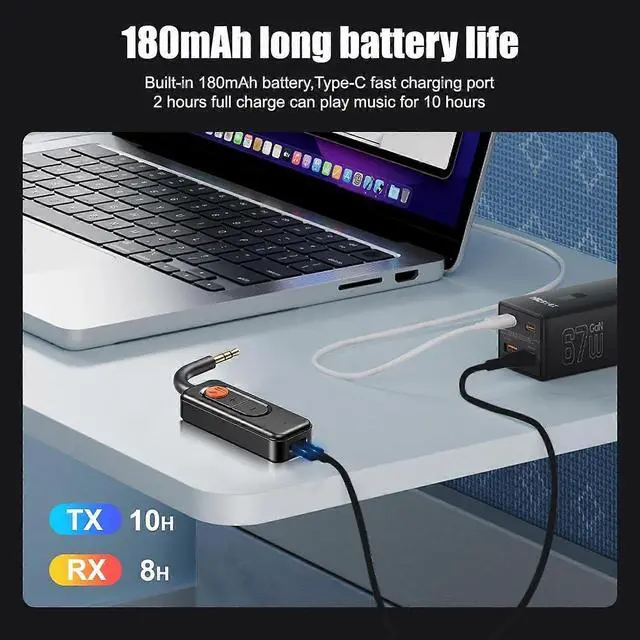 Alt view image 3 of 5 - Ecocleanpath Bluetooth 5.4 Transmitter & Receiver for TV/Car, Low Latency HD Audio, Hands-Free Calling (Black)