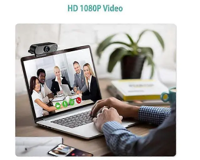 Alt view image 2 of 5 - Ecocleanpath 1080P HD Webcam with Noise-Canceling Mic, 90° Wide Angle USB Camera for Video Calls & Streaming (Black)