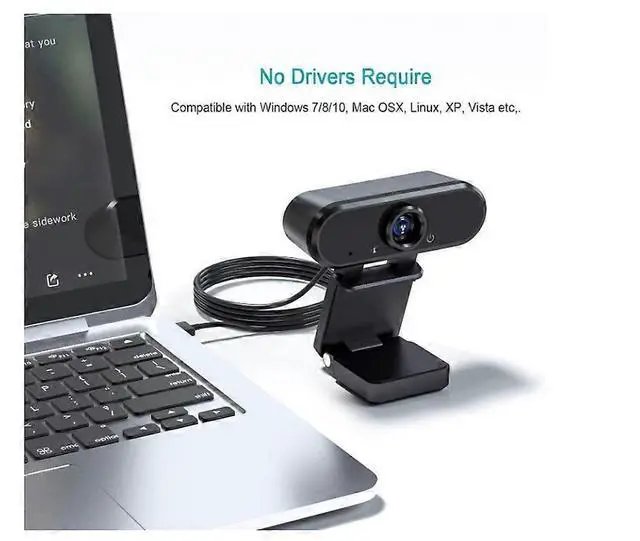 Alt view image 3 of 5 - Ecocleanpath 1080P HD Webcam with Noise-Canceling Mic, 90° Wide Angle USB Camera for Video Calls & Streaming (Black)