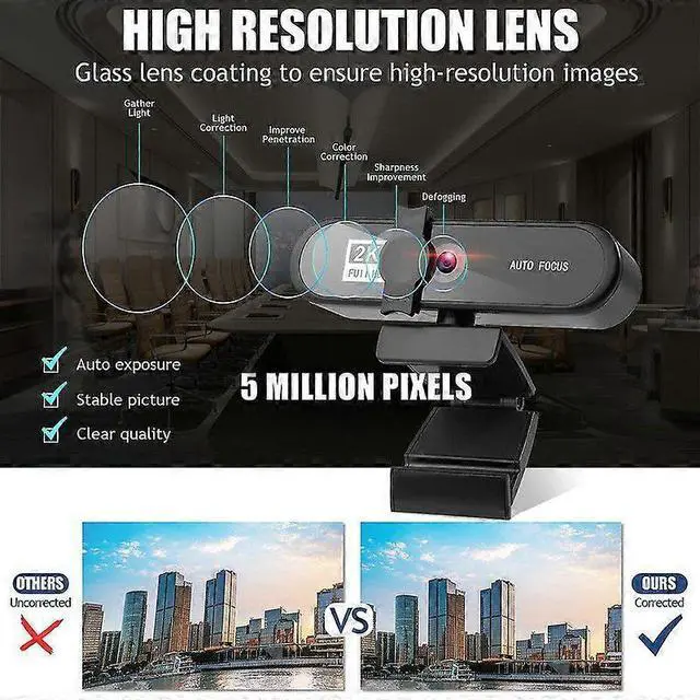 Alt view image 3 of 5 - Ecocleanpath 2K1104 HD Webcam with Microphone, 120° Wide Angle, Auto Low-Light Correction for Streaming & Video Calls