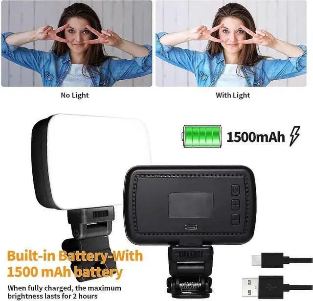 Alt view image 2 of 5 - Ecocleanpath Rechargeable Webcam Light with 3 Color Modes, 10-Level Dimming & USB-C Charging [Black]