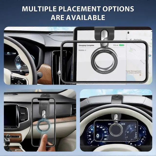 Alt view image 3 of 5 - Ecocleanpath Magnetic Car Phone Holder 360° Rotation & Bendable Magsafe Mount for iPhone 15/14/13/12 Android (Black)