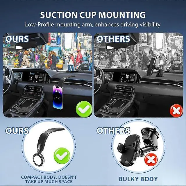 Alt view image 4 of 5 - Ecocleanpath Magnetic Car Phone Holder 360° Rotation & Bendable Magsafe Mount for iPhone 15/14/13/12 Android (Black)