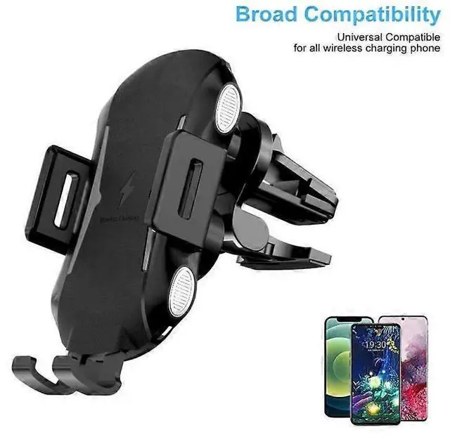 Alt view image 3 of 5 - Ecocleanpath 15W Qi Fast Wireless Car Charger Mount - Auto-Clamping Magnetic Phone Holder, Black