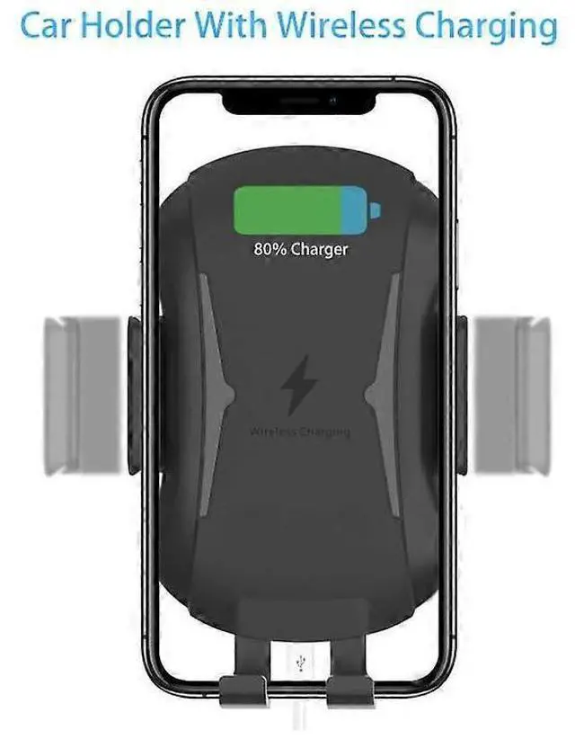 Alt view image 4 of 5 - Ecocleanpath 15W Qi Fast Wireless Car Charger Mount - Auto-Clamping Magnetic Phone Holder, Black