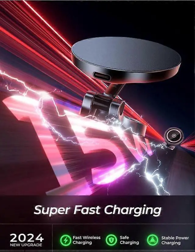 Alt view image 3 of 5 - Ecocleanpath LISEN 15W MagSafe Car Charger Holder - Fast Wireless Charging, Full Metal, Super Magnetic, Black