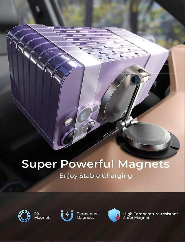 Alt view image 4 of 5 - Ecocleanpath LISEN 15W MagSafe Car Charger Holder - Fast Wireless Charging, Full Metal, Super Magnetic, Black