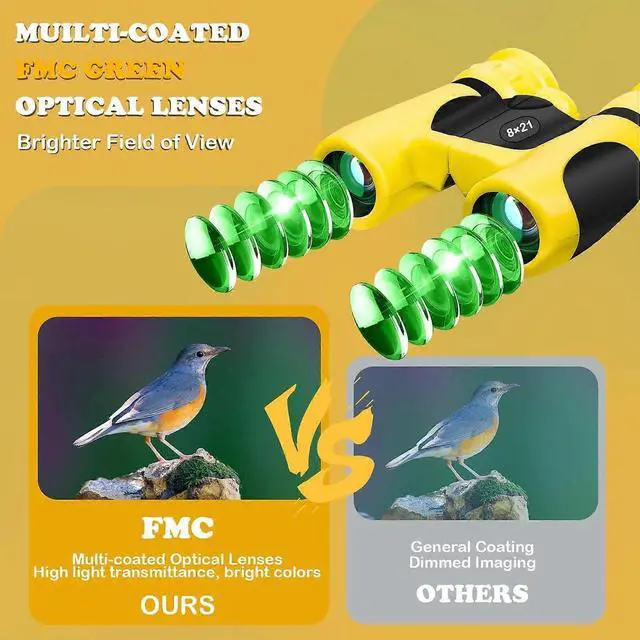 Alt view image 5 of 5 - Ecocleanpath Kids Binoculars 8x21 High-Resolution, Shockproof Compact for Bird Watching, Travel & Hiking - Ideal Gift for Boys & Girls