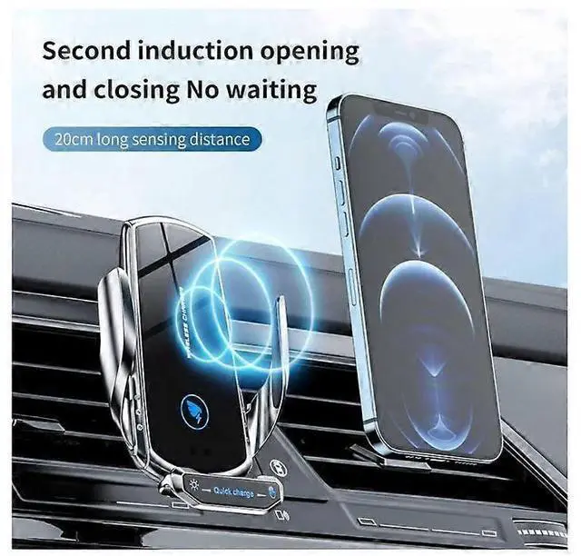 Alt view image 4 of 5 - Ecocleanpath 15W Auto Clamping Wireless Car Charger Mount - Fast Charging, Air Vent Phone Holder with Gravity Sensor